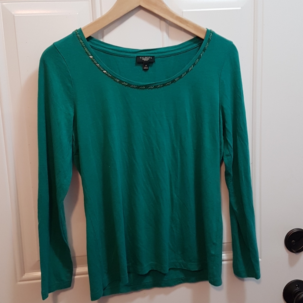 COPY - Talbots Petite long sleeve top with bead detailing